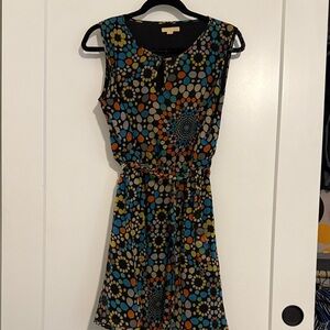 Tulle Black and Multicolor Patterned Mini Dress